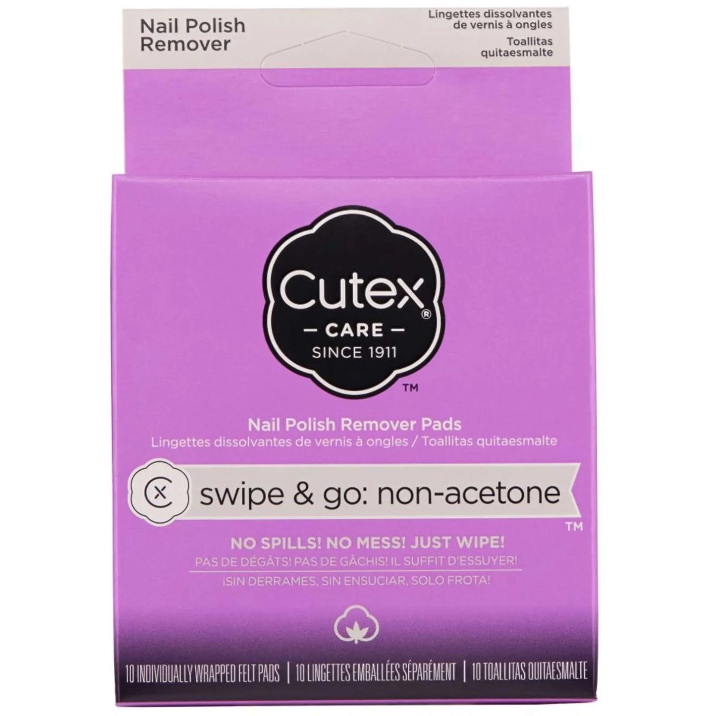 Toallitas Desmaquilladoras de Esmalte de Uñas Cutex - 10 Toallitas Envuelta Individualmente