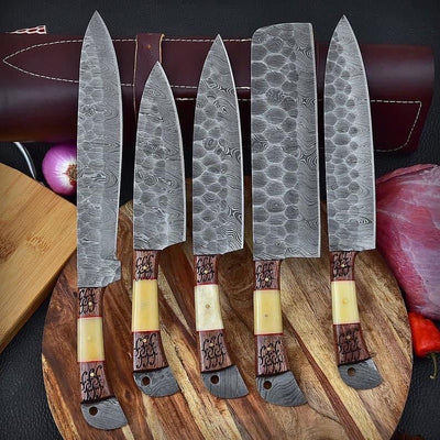 Artisan Crafted Damascus Steel Kitchen Knife Set - Korvel