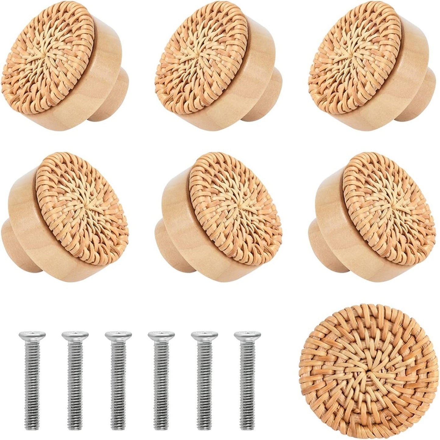 Mango Woven Mango Circular Wooden Handle para Gabinetes
