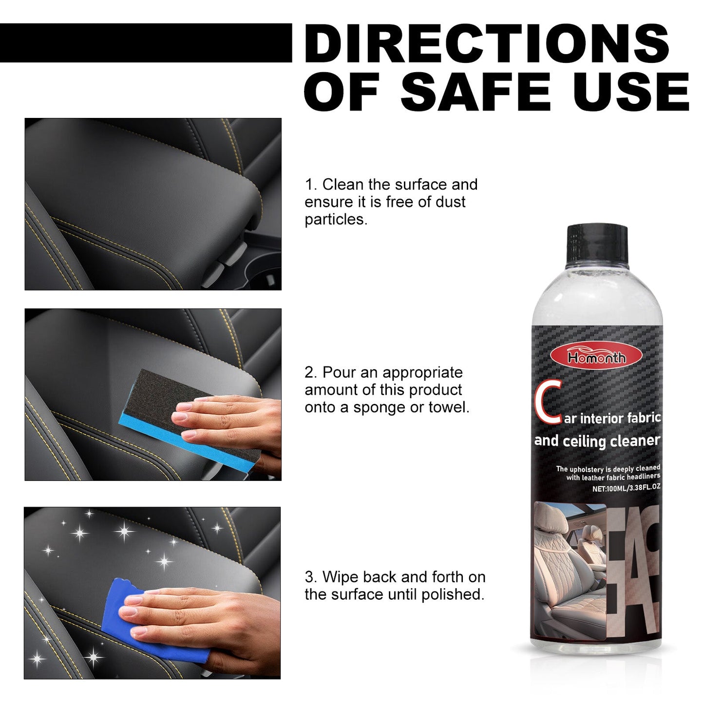 Automotive Leather Polish, Car Interior Leather Seat Leather Maintenance Refurbishment Decontamination Cleaning Agent - Korvel