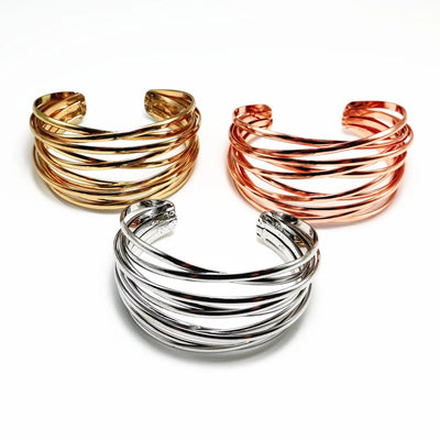 Fashion Alloy Round Chain Charms Cuff Bracelet For Women Female Gold&Silver Color Bracelets Jewelry - Korvel