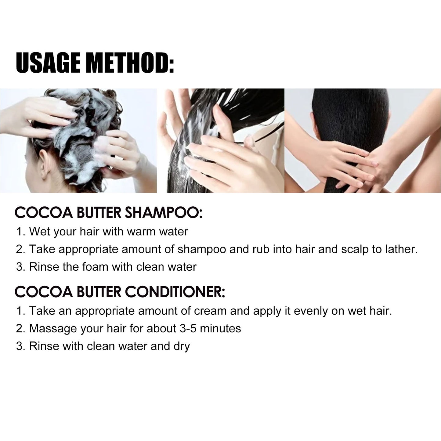 Smooth Shampoo Cocoa Butter Shampoo Conditioner Clean Smooth Hair Moisturizing Hair Treatment - Korvel