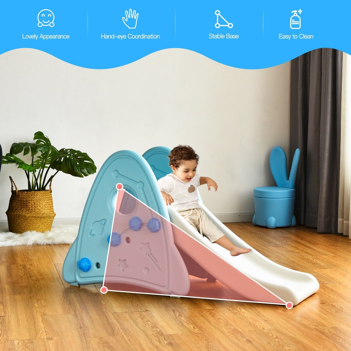 Freestanding Baby Slide Indoor Climber Set - Blue