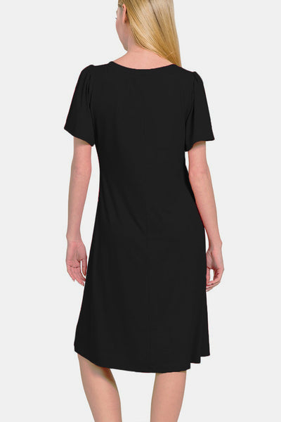 V-Neck Short Sleeve Dress for Women - Effortless Elegance
