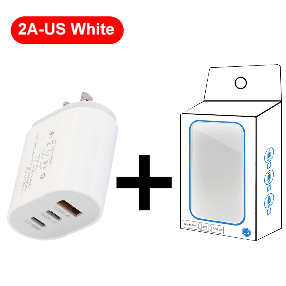 Type-C Mobile Phone Charger 2A USB & PD Multi-Port Travel Adapter