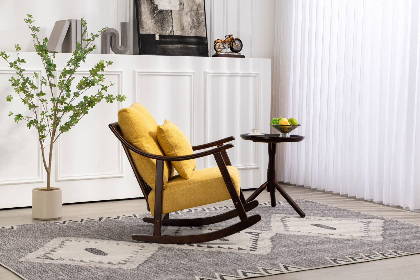 Mid Century Modern Upholstered Glider Arm Chair