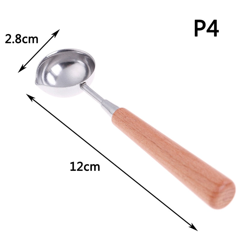 Cuchara de Sellado de Cera con Mango de Madera Retro para Manualidades