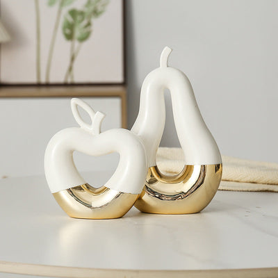 Modern Minimalist Gilded Apple Pear Creative Wine Cabinet Decorative Piece Luxury Home Living Room Entrance Ceramic Craft - Korvel