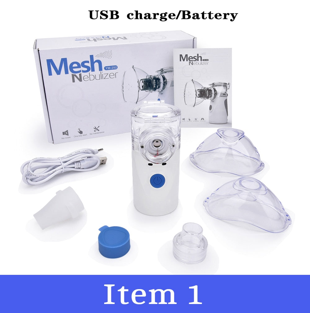 Portable Mesh Nebulizer Silent Ultrasonic Medical Steaming Inhaler USB Charging Adult Kids Respirator Humidifier Health Care - Korvel