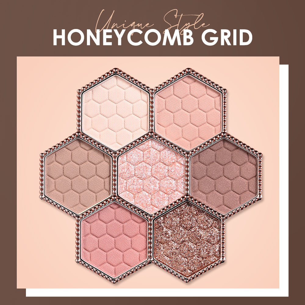 Honeycomb Hexagonal Star Diamond Eyeshadow Palette Taro Powder Honey Earth Eyeshadow Natural Highlight 12 Colors - Korvel