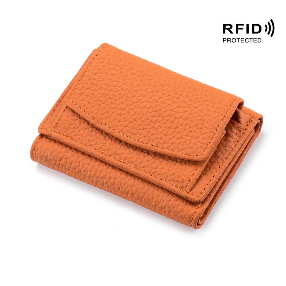 Cartera Mini de Cuero Genuino para Mujeres con Protección RFID