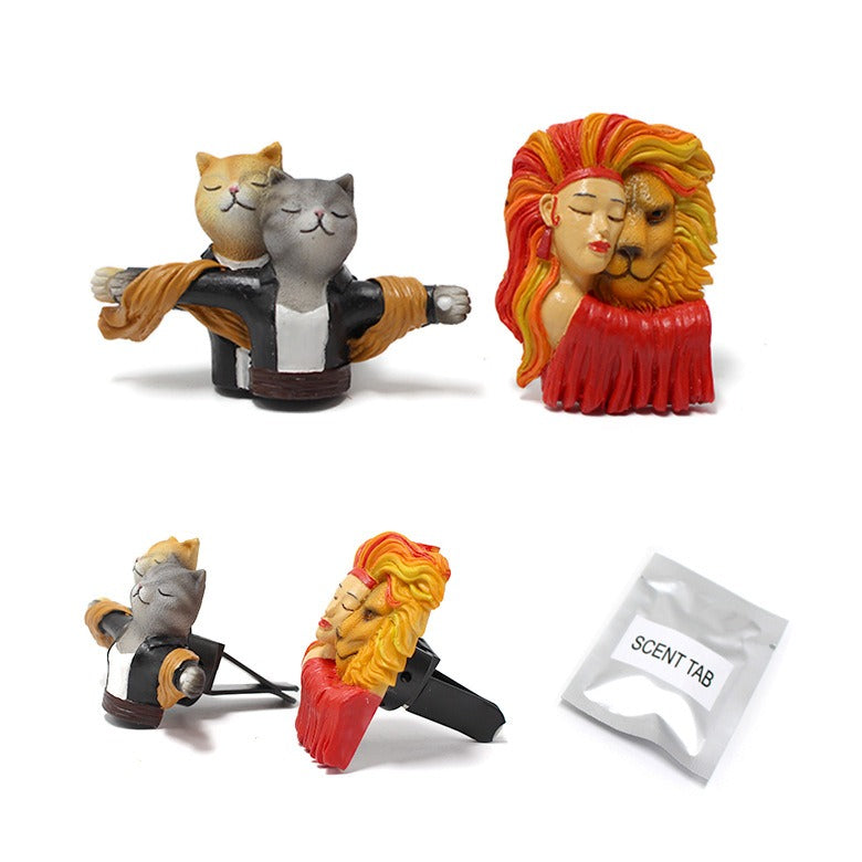 Resin Couple Cat and Beast Car Aromatherapy Clip