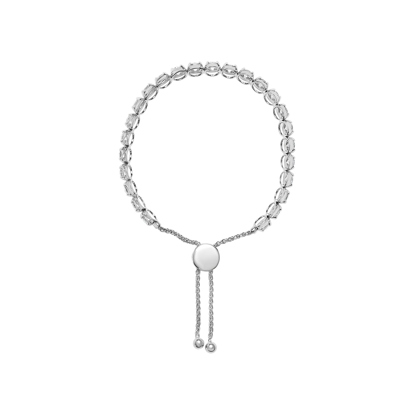 Pulsera de Tenis Ajustable Bolo de Oro Blanco de 14K con Diamantes