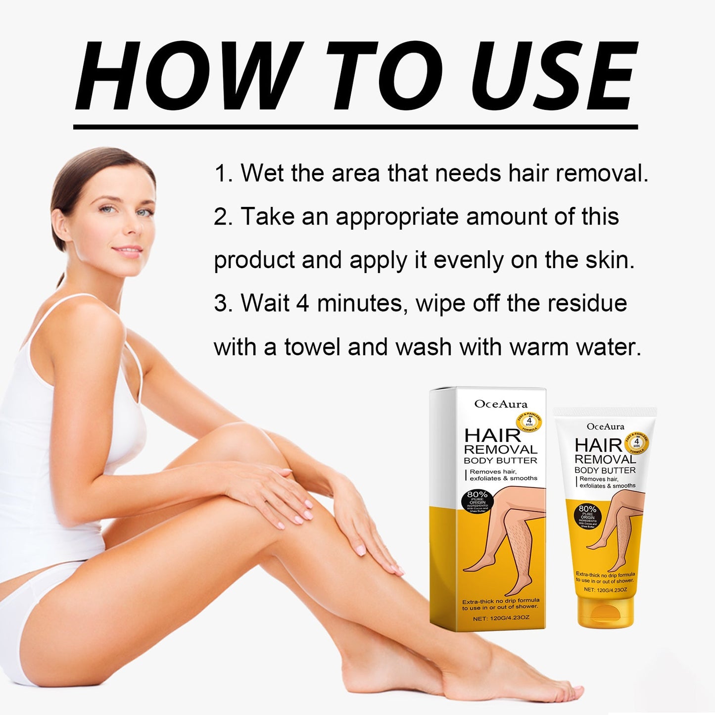 Hair Removal Body Butter, Gentle Hair Removal Non-Irritating Underarm Leg Hair Hand Hair Deep Cleansing Hair Removal Cream For Skin - Korvel