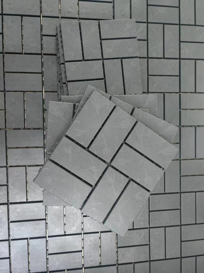 Plastic Interlocking Deck Tiles - 36 Pack, 12"x12" Grey