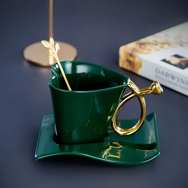 Nordic Coffee Mug Home Light Luxury Hanging Ears Love Ceramic Original Breakfast Cup Set High-value Tumbler Tea Cups Tableware - Korvel