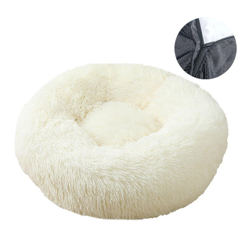 Dog bed, removable and washable round plush pet bed, cat bed, warm pet supplies, dog bed, pet bed, pet mat - Korvel