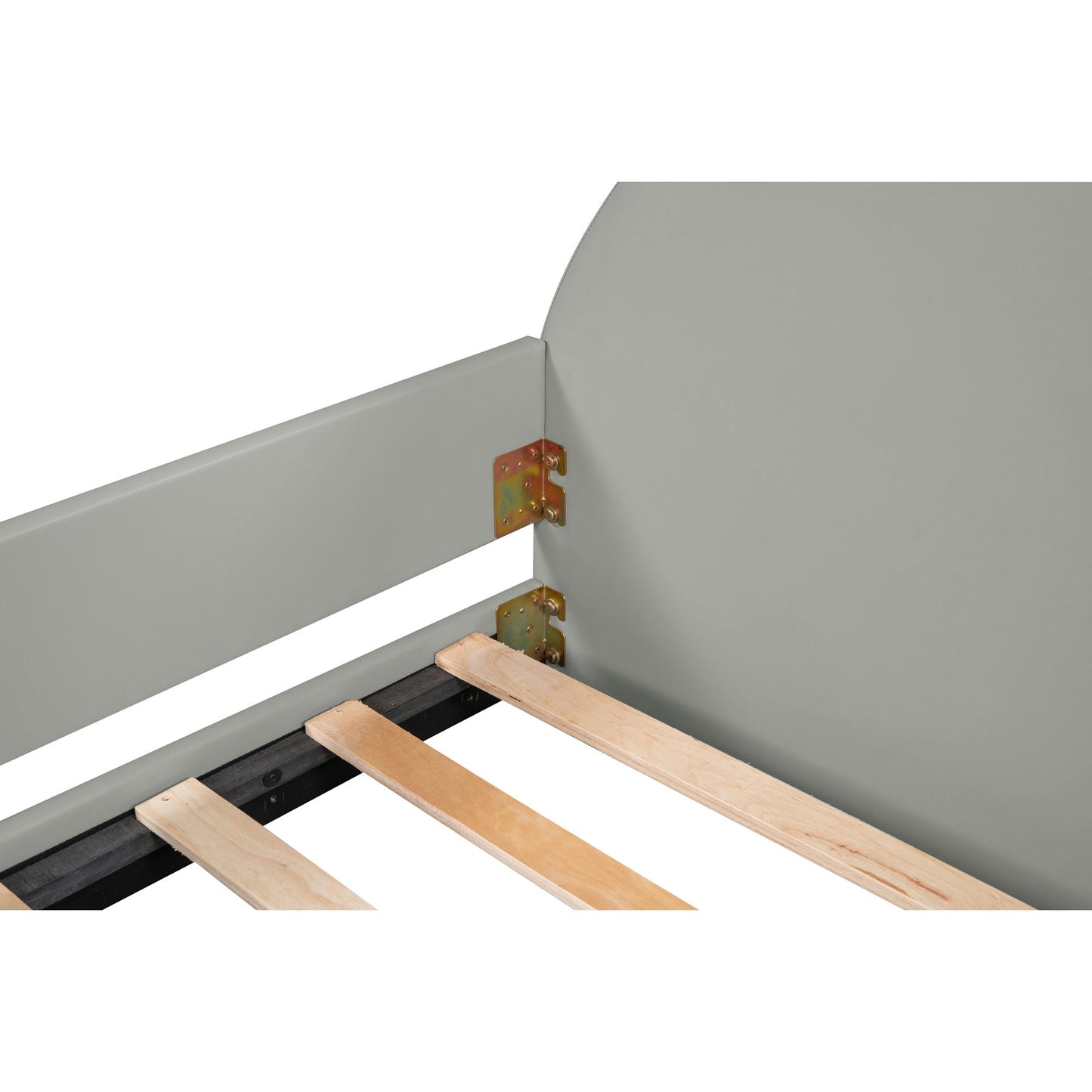 Twin Size Upholstered Daybed with Carton Ears Shaped Headboard Grey - Korvel
