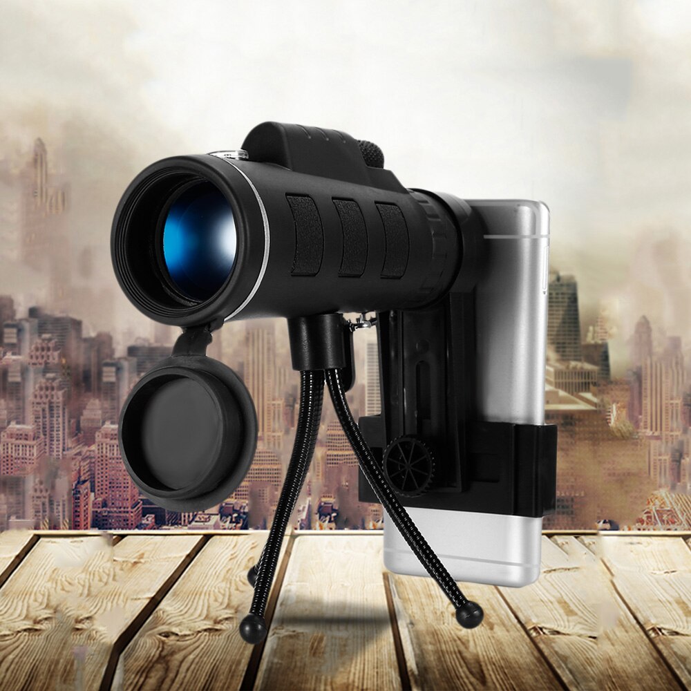40X60 Monocular Telescope Zoom Scope with Compass Phone Clip Tripod for Mobile Phone Camera - Korvel