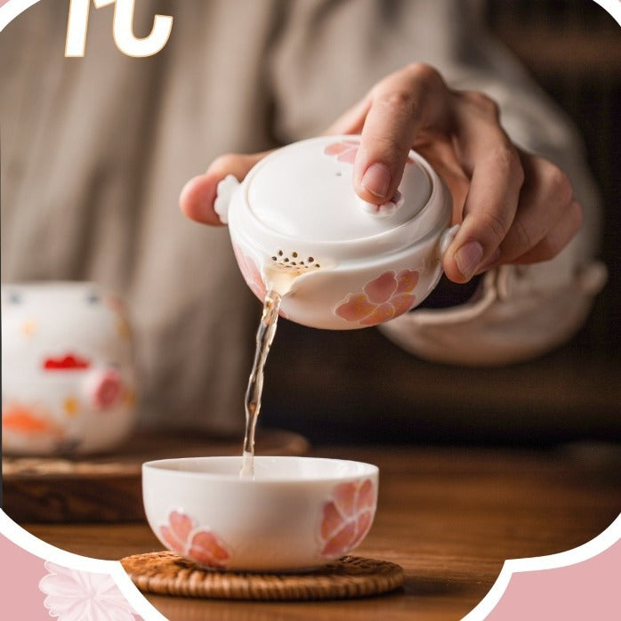 Sakura Kuaike Cup Portable Travel Kung Fu Tea Set One Pot One Cup Ceramic Tea Set Single Tea Maker Female - Korvel