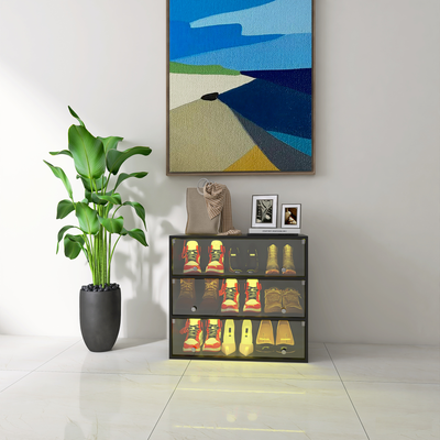 LED light shoe box three layers with glass doors - Korvel