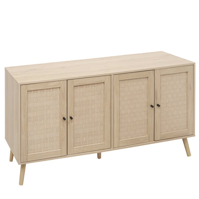 4 Door Accent Cabinet Sideboard Buffet Storage Cabinet with Adjustable Shelf for Entryway Living Room Bedroom - Korvel