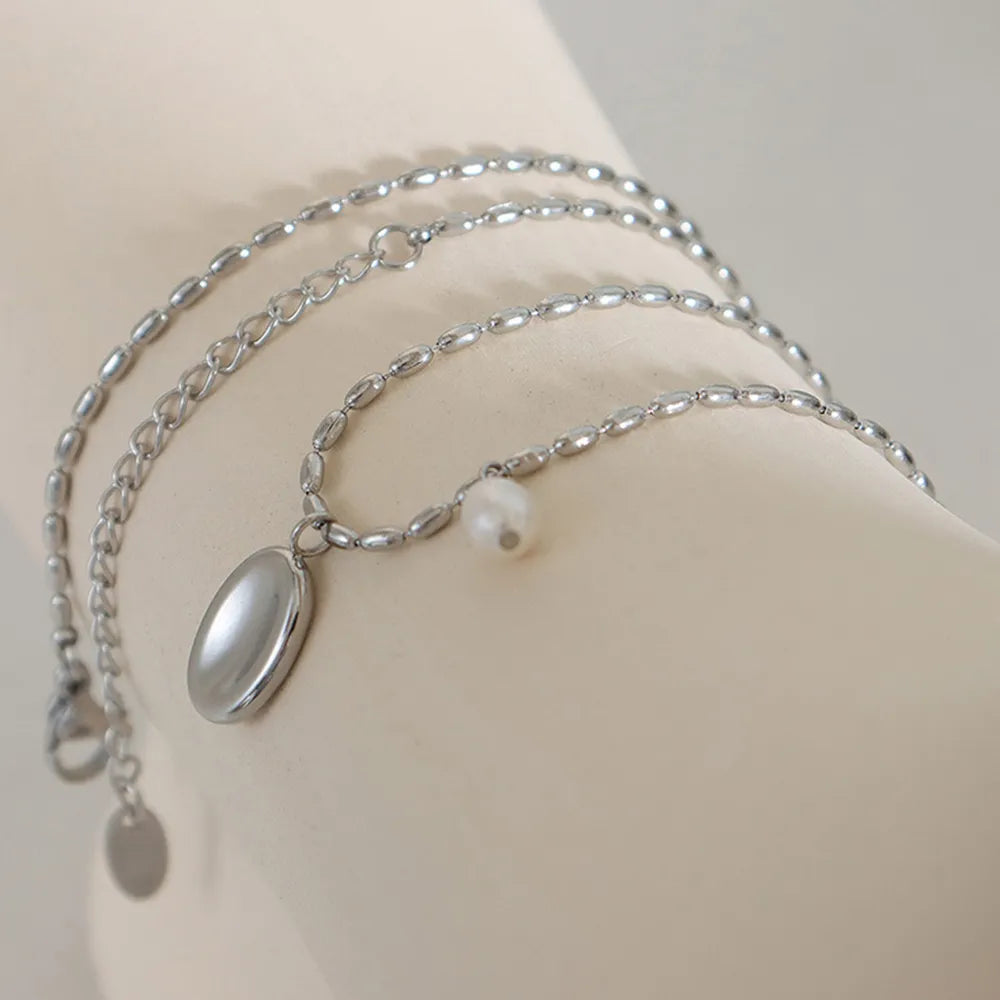 Elliptical Titanium Steel Necklace for Women