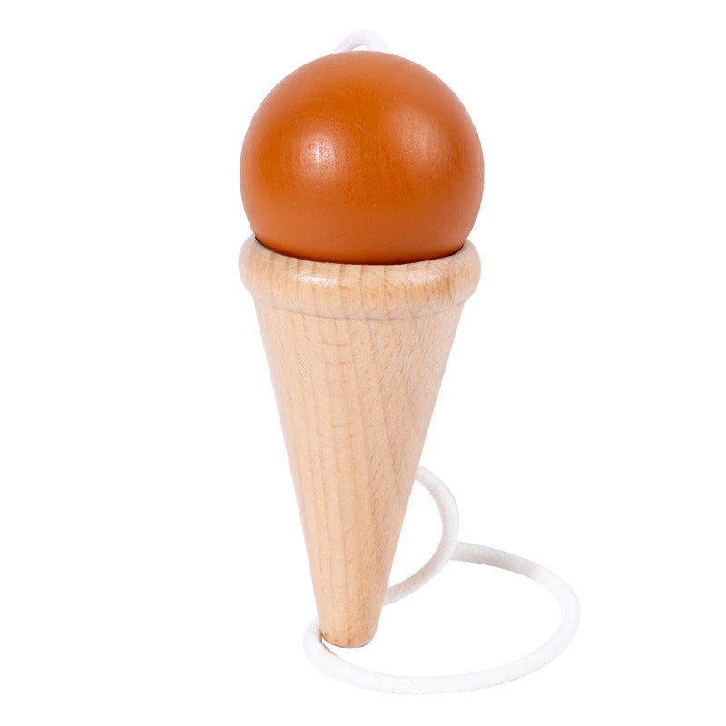 Hand eye coordination traditional toy wooden skill cup sensory integration training throwing and catching ball - Korvel