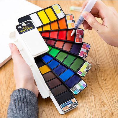 18/25/33/42 Colors Paint Set Professional Foldable Watercolor Paint Set with Brush Foldable Travel Color Pigment For Painting - Korvel