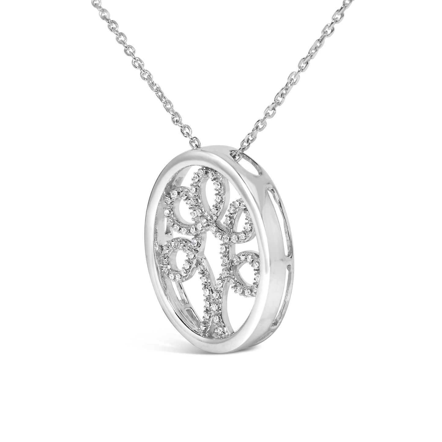 Collar con colgante de árbol de la vida de diamante de plata esterlina .925
