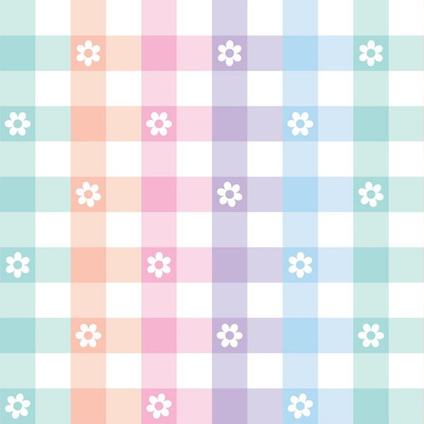 Cloud Cuddle Pastel Gingham Daisy Fabric - 58" - 60" per yard