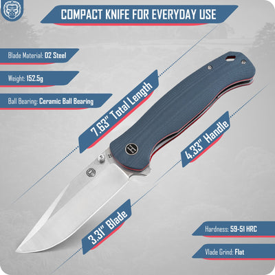 Premium Wrangler Folding Pocket Knife Gift Set for Adventurers (Silver & Red) - Korvel