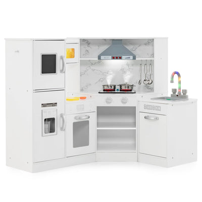 Kids Corner Pretend Kitchen Playset with Separated Washing Basin - White