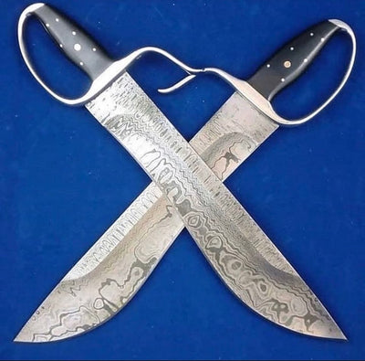 Exquisite Custom Handmade Damascus Bowie Knife Set - Korvel
