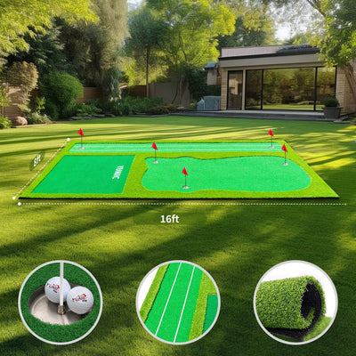 Yunic Golf Premium 8ft x 16ft Putting Green with Elevation Slope - Korvel