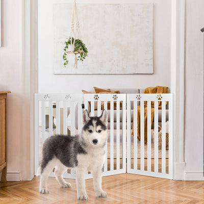 Barrière pour animaux en bois pliable de 36 pouces - Blanc
