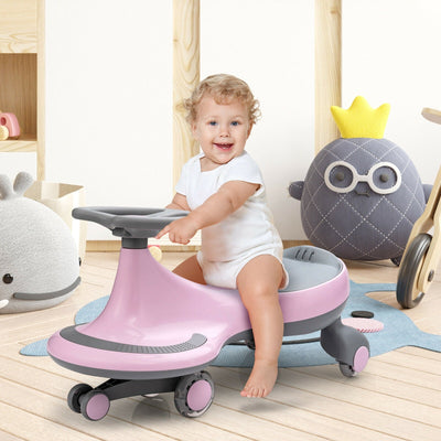 Wiggle Car Ride-on Toy with Flashing Wheels - Pink