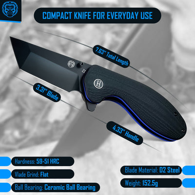 The Ultimate Pioneer Folding Pocket Knife Gift Set for Adventurers (Black & Blue) - Korvel