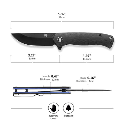The Pathfinder Folding Pocket Knife Giftset for Men and Women (Black and Blue) - Korvel