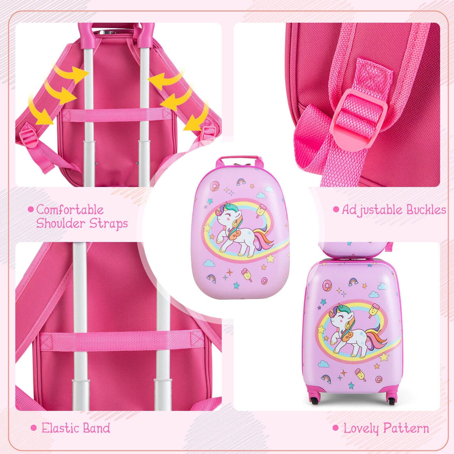 Ensemble de bagages à main pour enfants en 2 pièces - Rose