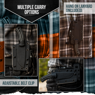 The Baby Tracker D2 Steel Bushcraft Survival Neck Knife Gift Set (Black and Gray) - Korvel
