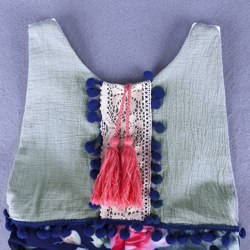 Floral Tassel Baby Romper for Newborn Girls