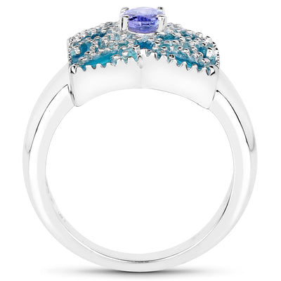 0.44 Carat Genuine Tanzanite Sterling Silver Engagement Ring