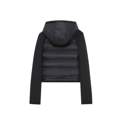 Black Patchwork Thermal Long-Sleeve Hooded Jacket