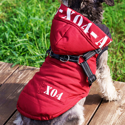 Fleece-Lined Waterproof Dog Jacket with Hood