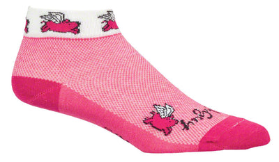 SockGuy Classic Flying Pigs Socks - Pink Women's Small/Medium