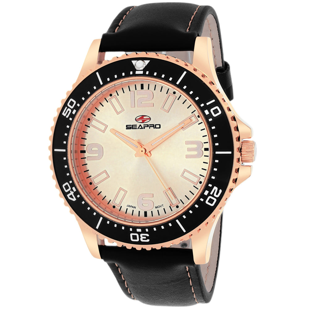 Reloj Tideway para Hombre de Seapro - Oro Rosa y Cuero Negro