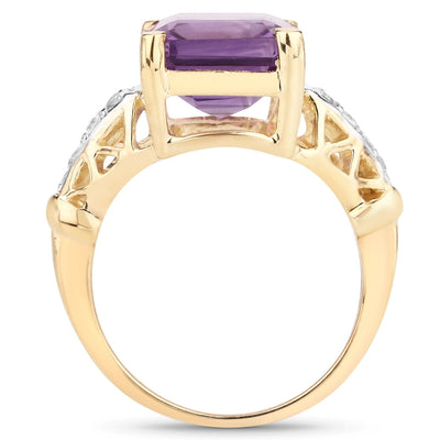 4.83 Carat Genuine Amethyst and White Topaz Sterling Silver Ring