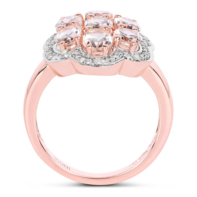 3.06 Carat Morganite and Diamond Sterling Silver Engagement Ring