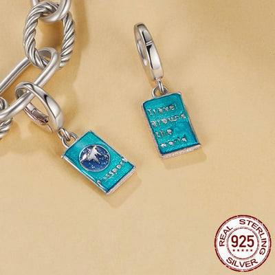 S925 Sterling Silver Openable Passport Pendant